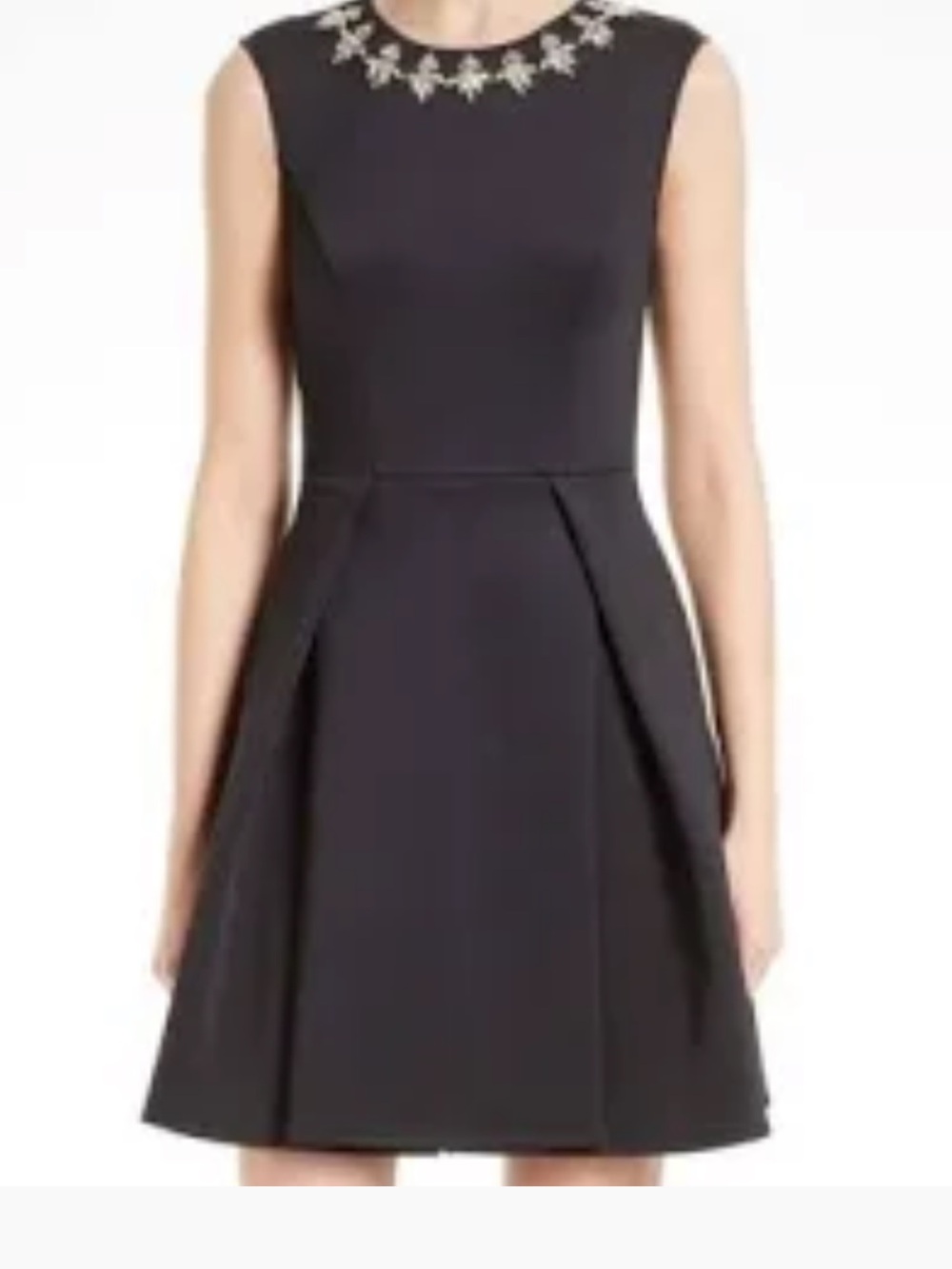 Ted Baker Black Sleeveless Embellished-Neck A-Line Dress